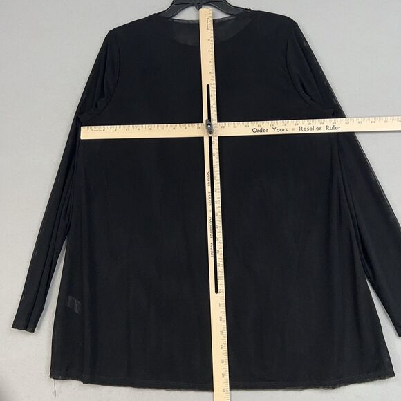 A'nue Ligne Shirt Women Large Black Sheer Mesh Basic Layer Minimal Boho Designer - Picture 9 of 12
